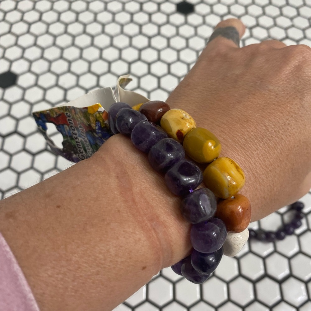 NWT gemstone bracelets mookalite and amethyst